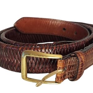 BILL ADLER STUDIO LIZARD WEAVED WOVEN LEATHER MAN BELT BUCKLE 34-85